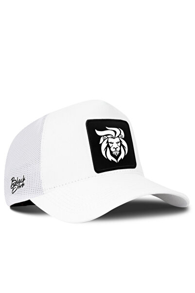 BlackBörk White Trucker Hat with Lion Logo