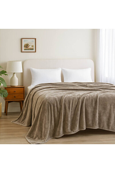 Astron Italy Κουβέρτα βελουτέ υπέρδιπλη Beige