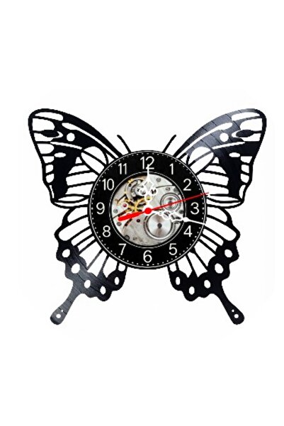 OEM Decorative wall clock made from vinyl record, Filigree Sculpted Butterfly...