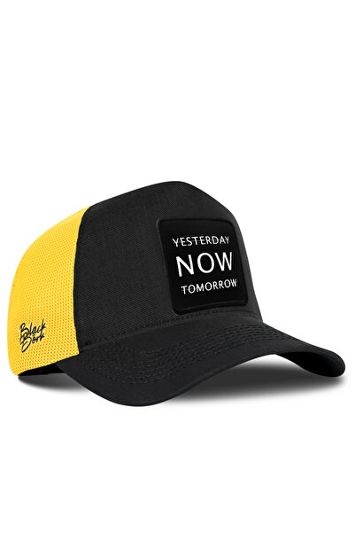 BlackBörk Yesterday Now Tomorrow Logo Cordura Black-Yellow Trucker Hat