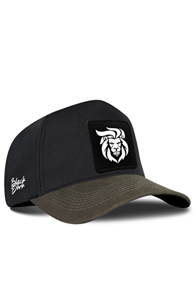 BlackBörk Khaki-Black Baseball Cap with Lion Logo