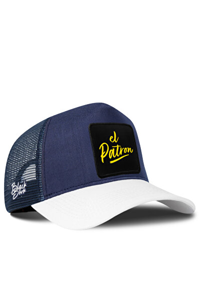 BlackBörk El Patron Logo Cordura White-Navy Blue Trucker Hat
