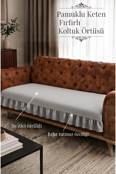ALTINPAMUK Luxury Ruffled Sofa Cover Bohemian Cotton Linen Stain-Resistant Wa...
