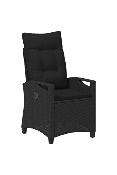 vidaxl Ανακλινόμενη Καρέκλα Κήπου Μαύρη 56 x 60 x 112 εκ. Πολυρατάν