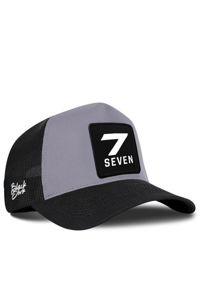 BlackBörk Black-Grey Trucker Hat with Number 7 Logo