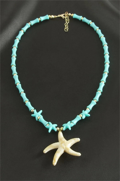 Generic Brand Starfish Bone Necklace - Turquoise