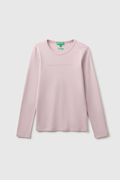 United Colors of Benetton Women's Lilac 100% Cotton Regular Fit Ribbed Long S...
