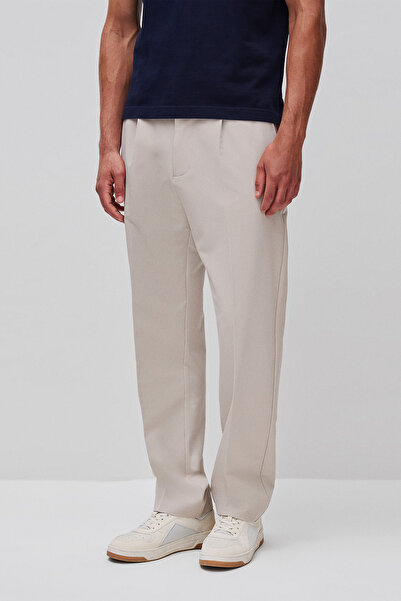 United Colors of Benetton Men's beige elastic waist pleated trousers