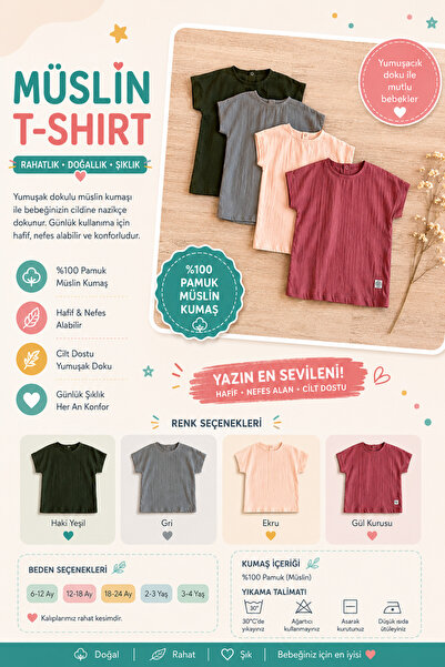 Trendolin Enhit Müslin T-Shirt %100 Pamuk