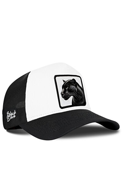 BlackBörk Black and White Trucker Hat with Panther Logo