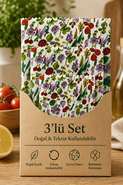 Amore De Fiori Balmumu Gıda Saklama Bezi 3'lü Set