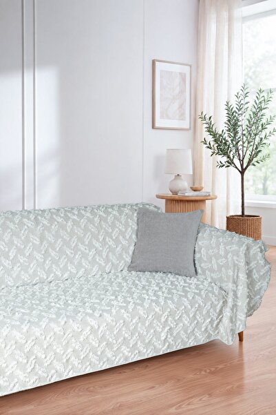 Latuda Home Nesta Pamuklu Punch Dokulu Kaymaz Koltuk Örtüsü 180x220 cm . Kil