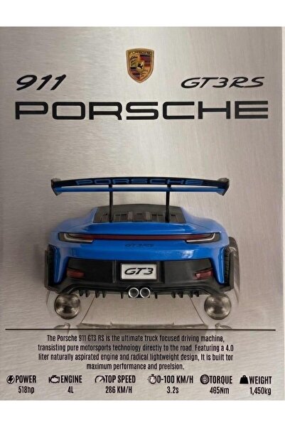 3dsinerji 3D Kabartmalı Porsche 911 GT3 RS Maket Araba Detaylı Alüminyum Duva...