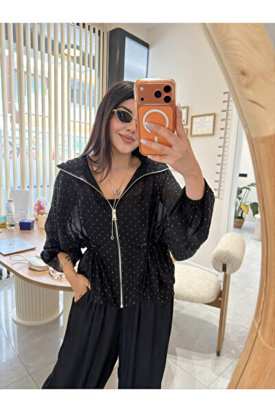 My Blog Black Hooded Stone Windbreaker - 9755