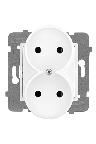 POLMARK Priză dublă B/U Alb Roz - E+PL-57282