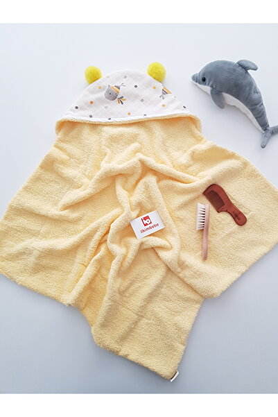 ib ilkimbebe Baby Bath Towel Water Absorbent Muslin Hooded Double Sided Swadd...