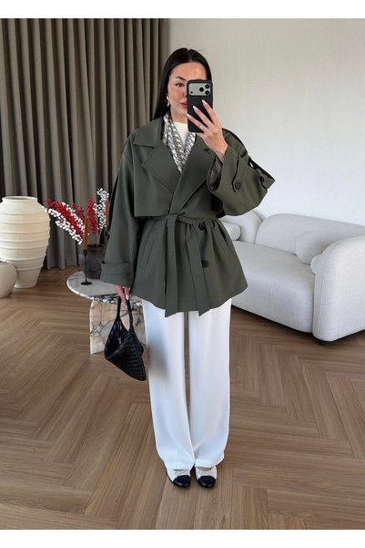 feiruz Premium Fabric Lined Short Trench Coat