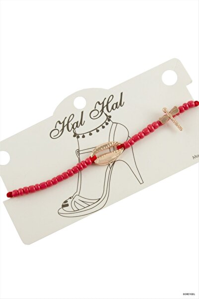 Generic Brand Stbrycel Roz Colorful Sea Shell Beads (180506) Anklet Red