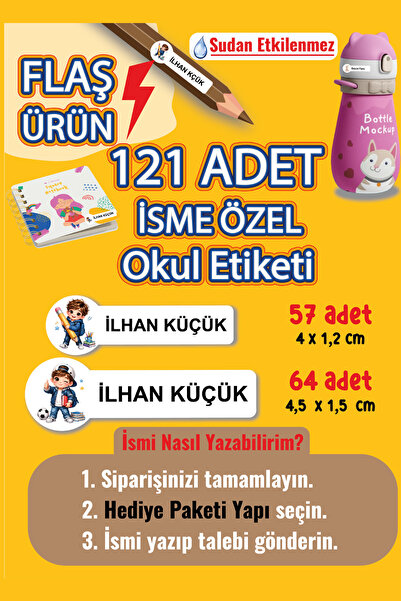 YUNUS COPY Okul Etiketi Kalem Defter Etiketi Neşeli Çocuk Özel Isim Yazılabil...