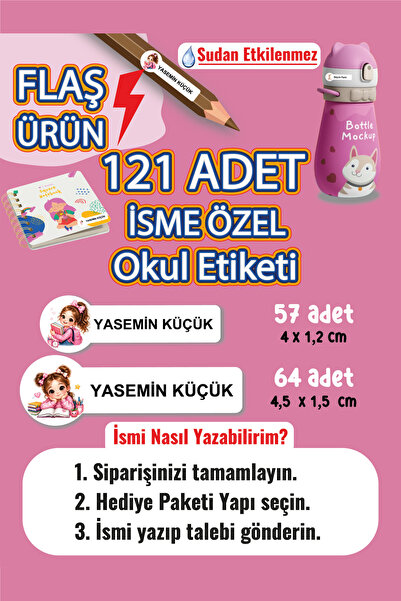 YUNUS COPY Okul Etiketi Kalem Defter Etiketi Neşeli Kız Özel Isim Yazılabilen...