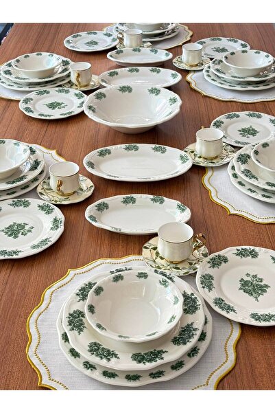 MD MİMOZA DEKOR Yemek Takımı 47 Parça 6 Kişilik Flowers Green
