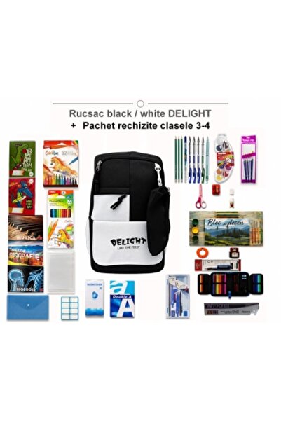 Jovial Rucsac cu 2 compartimente + Pachet de rechizite școlare pentru clasele...
