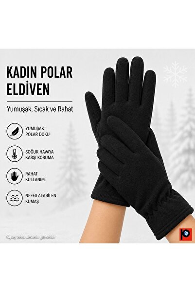 vedat paker giyim sanayi Women's Winter Black Fleece Gloves Elastic Wrist The...