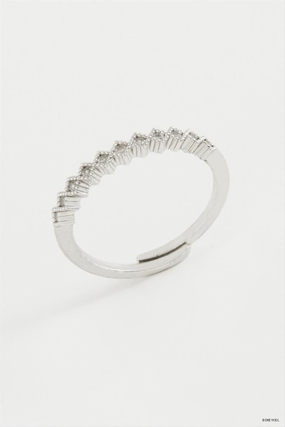 ZERO LAND Stbrycel Baklava Shape Stone Metal Ring (130225) Silver Color