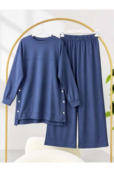 modasindoma Women's Hijab Basic Set with Snap Fasteners on the Side, Navy Blue