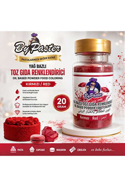By Paster YAĞ BAZLI TOZ GIDA BOYASI KIRMIZI 20 G