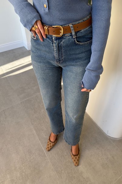 MAGARDE Luna Belted Wide Leg Jean - Blue