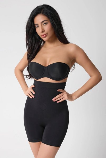 Saby Active Long Seamless Corset Black Belly Lower Abdomen and Hip Lifting High Waist Corset