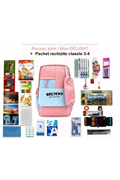 Jovial Rucsac cu 2 compartimente + Pachet cu rechizite școlare pentru clasele...