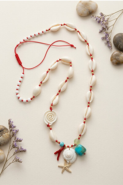 PETEK AKSESUAR Sea Shell Summer Macrome Yarn Necklace