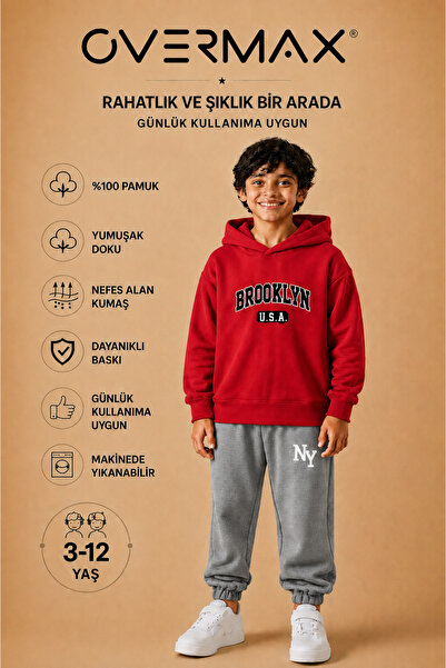 OVERMAX Brooklyn Printed Children's Hooded Tracksuit Set – Ages 3-12