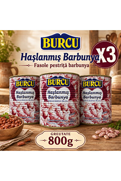 BURCU Fasole Pestriță Barbunya Fiartă Burcu, Set 3 x 800 g