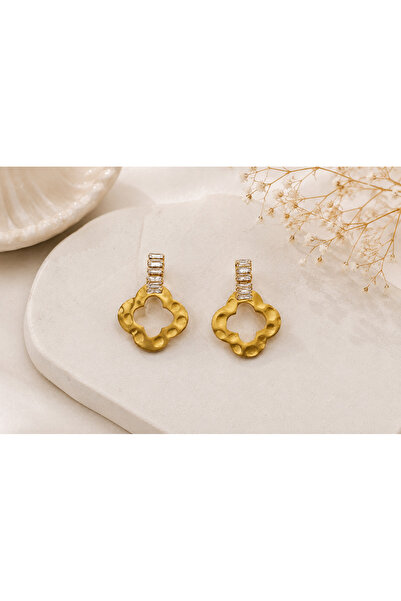 Archhazel Jewelery Steel Earrings - Gold-colored - Zircon