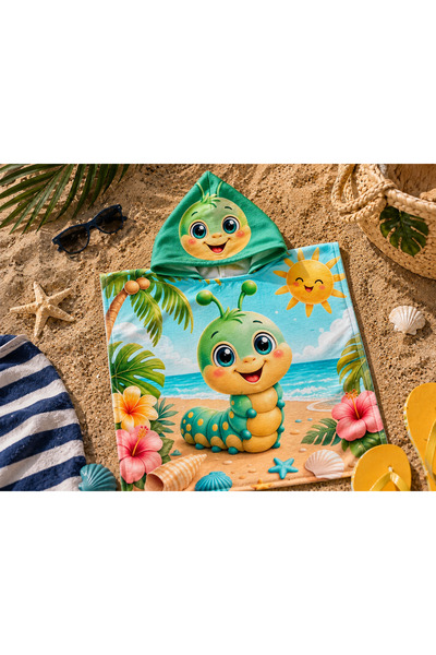 Dotamess Çocuk Panço Deniz ve Plaj Havlusu Kapşonlu 45×45 cm 0-3 Yaş