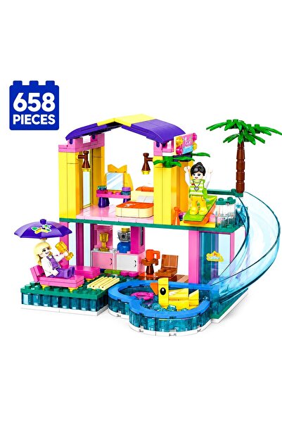 Minibric Construction Set with Blocks Type Pieces Built 380 Pieces Holiday Ho...