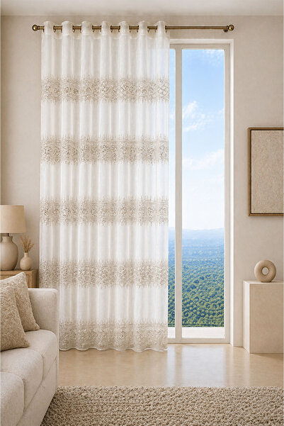 Premier Home Aspendos 17316 Brode Special Size Tulle Curtain 120X260 1X3 Pleat