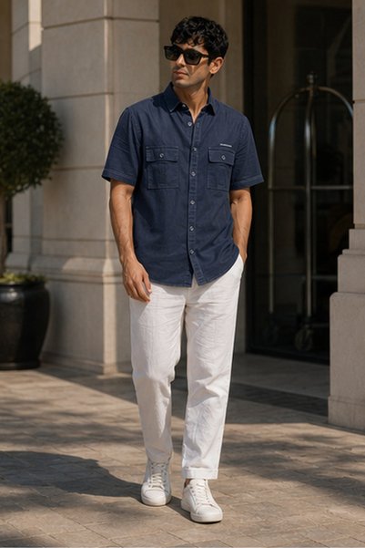 RIVER BLUE Men's Slim Fit Short-Sleeve Shirt - Mixed