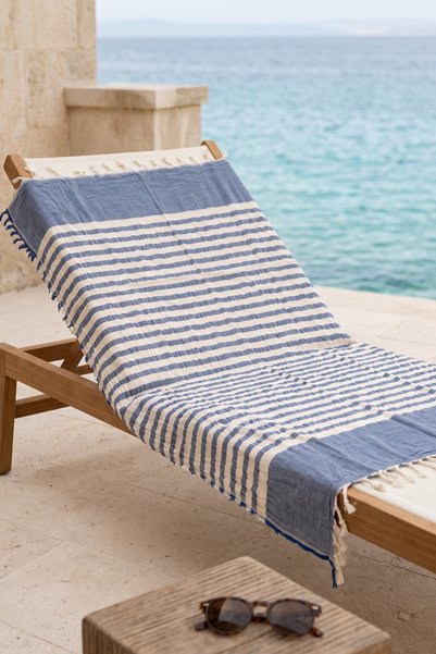 Dokuvia 2-delni set muslin peškira za kupanje, 100x170 cm, 100% pamuk, prugas...