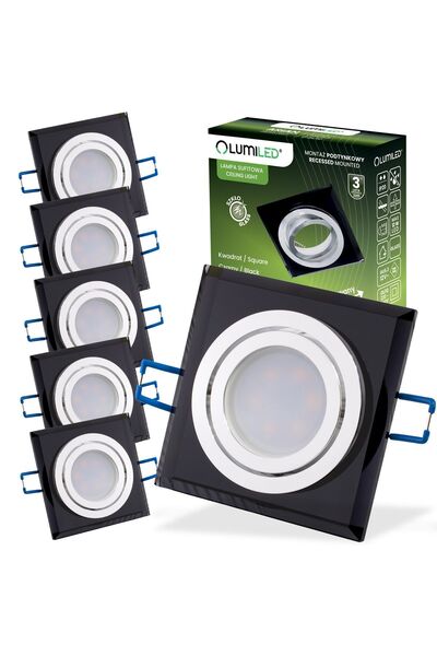 Lumiled 6x Downlight cu halogen, corp de iluminat încastrat în tavan, pătrat ...
