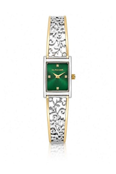 U.S. Polo Assn. USPA2170-03 Quartz Çelik Gri-Altın Rengi Yeşil Kadran 20x27 m...