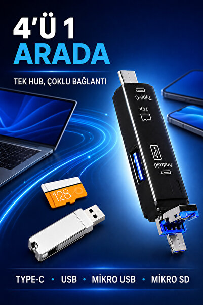 Ecuy Type-C USB Mikro USB OTG Micro SD Kart Okuyucu Mini Hub Çoklu Adaptör Te...