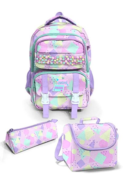 öykümgaleria Girl's Primary School 3-Piece Bag, Lunch Box and Pen Holder Set