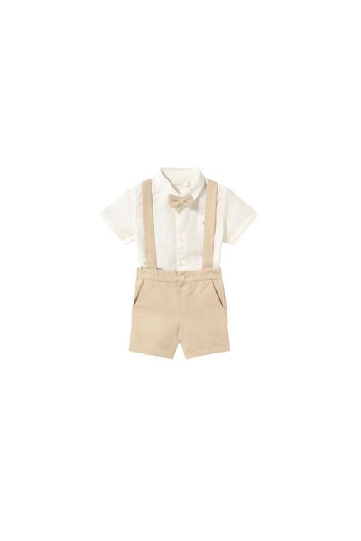 MAYORAL Set băieți: Cămașă și pantaloni scurți din material textil 1226 Bej