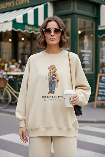 Aselim Hijap Moda The Bear Sea Comfort Set Takım Krem Vanilya Krem