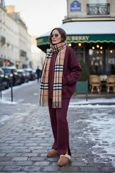 Aselim Hijap Moda 3 İplik Şardonlu Bomber İkili Takım | Takım Bordo