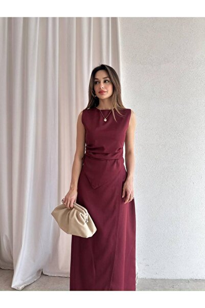 Klex Pile Detaylı Bluz ve Uzun Etek Alt Üst Takım 5033